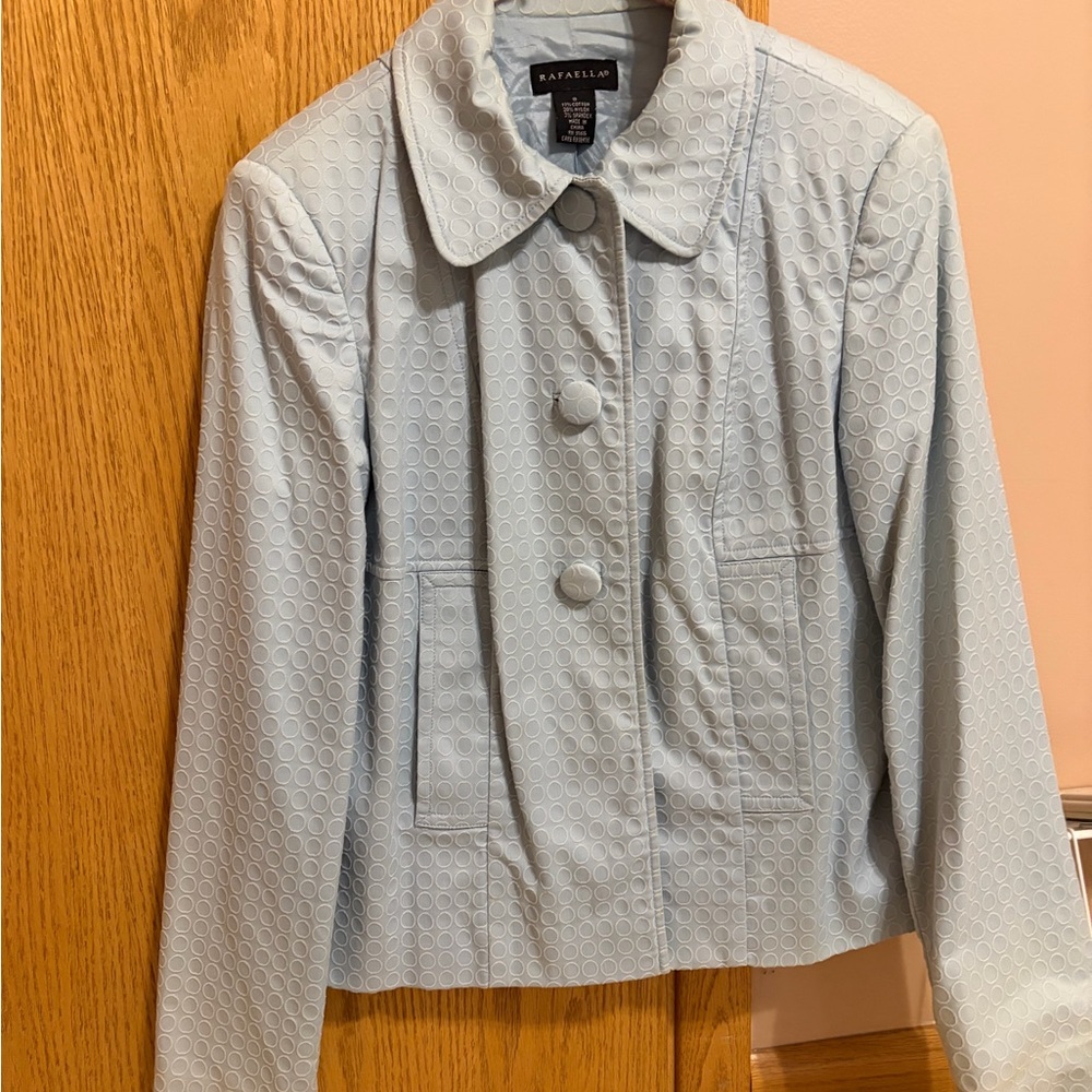 Rafaella Light Blue Textured suit Button-Front Jacket and pleated pants